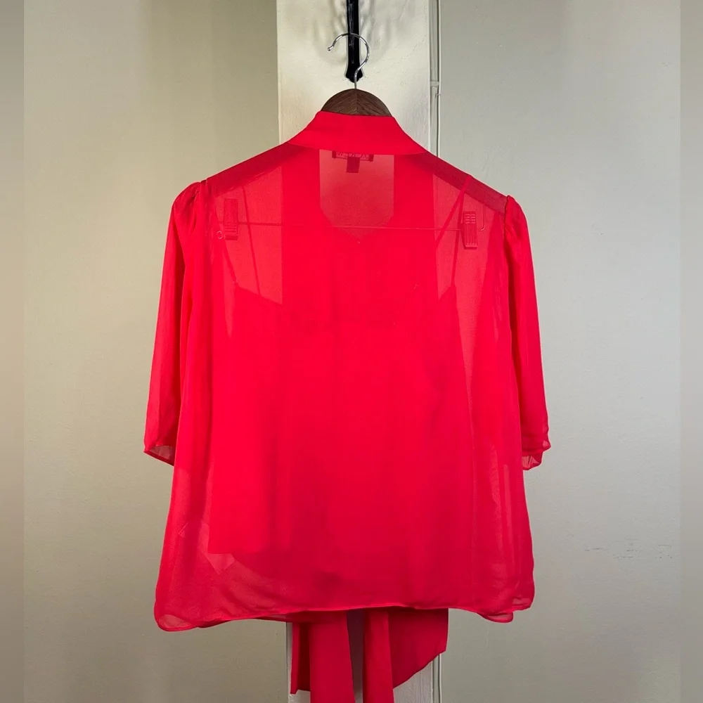 NWOT. J. Crew Tie-neck button-up top in sheer chiffon - Picture 3 of 7
